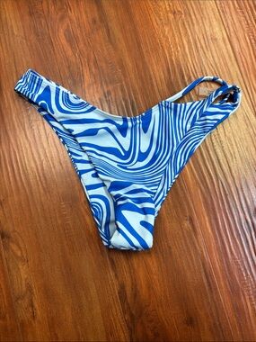 SHEIN Blue and White Swirl Bikini Bottom